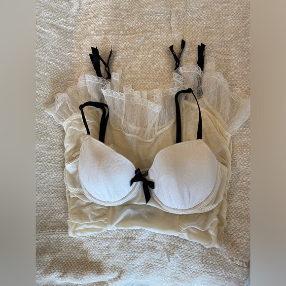 Victoria’s Secret intimates white cotton lace bodice with black details - Picture 10 of 12